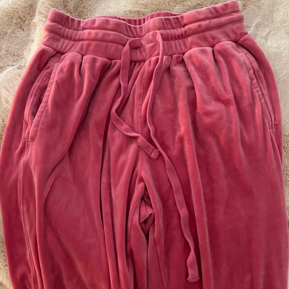 Anthropologie Pink Velvet Joggers